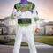 Men's Buzz Lightyear Adult Costume Toy Story Classic Jumpsuit with Hood for Halloween